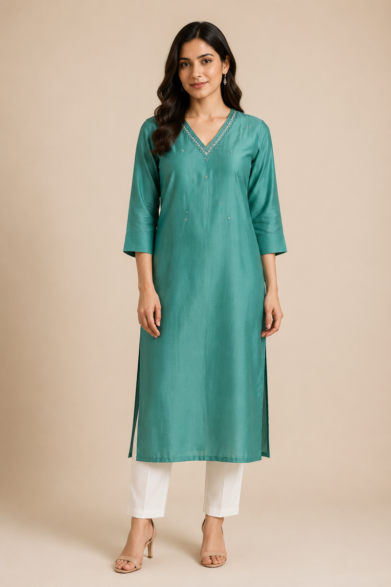 Women’s Mauve Purple Embroidered Straight Kurta