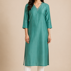 Women’s Mauve Purple Embroidered Straight Kurta