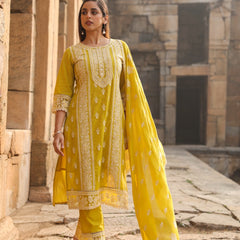 Mulson Mist Blue Embroidered Suit Set