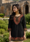 Bottle Green Multicolour Floral Embroidered Short Kurti for Women