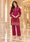 Wine Kashmiri Embroidered Kurta Pant Set