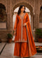 Women’s Orange Embroidered Kurta Palazzo Set with Dupatta