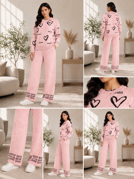 Blush Heart Graphic Knitted Co-ord Set