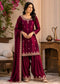 Women’s Wine Maroon Embroidered Kurta Palazzo Set with Dupatta