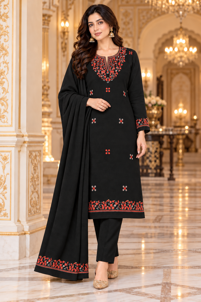 Floral Embroidered Kurta Set with Dupatta