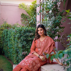 Premium Mul Chanderi Appliqué & Mirror Work Kurta Set with Dupatta