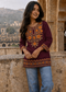 Ivory Floral Embroidered Short Kurti for Women