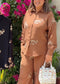 Mulson Mocha Bloom Embroidered Co-ord Set for Women | Premium Floral Printed Co-Ord Set