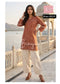 Dusty Pink Embroidered Kurta with Cream Palazzo Set for Women | Elegant Ethnic Wear
