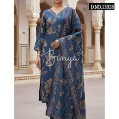 Elegant Embroidered V-Neck Kurta Set with Dupatta – Premium Ethnic Women’s Suit