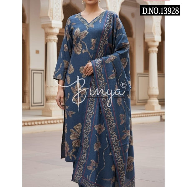 Elegant Embroidered V-Neck Kurta Set with Dupatta – Premium Ethnic Women’s Suit