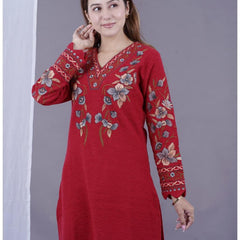 Stay effortlessly elegant with this premium embroidered winter suit in royal plum. Designed with intricate floral thread work on a warm, soft fabric – perfect for everyday comfort and festive charm.