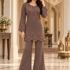 Embroidered Cutwork Winter Co-ord Set