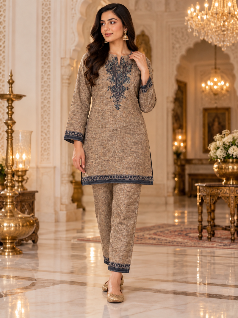 Karachi Wool Heritage Print Winter Co-ord Set