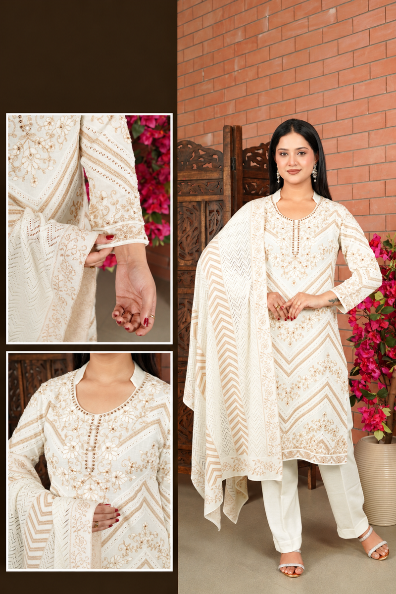 Embroidered 3-Piece Kurta Pant & Dupatta Set