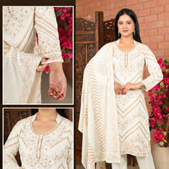 Embroidered 3-Piece Kurta Pant & Dupatta Set