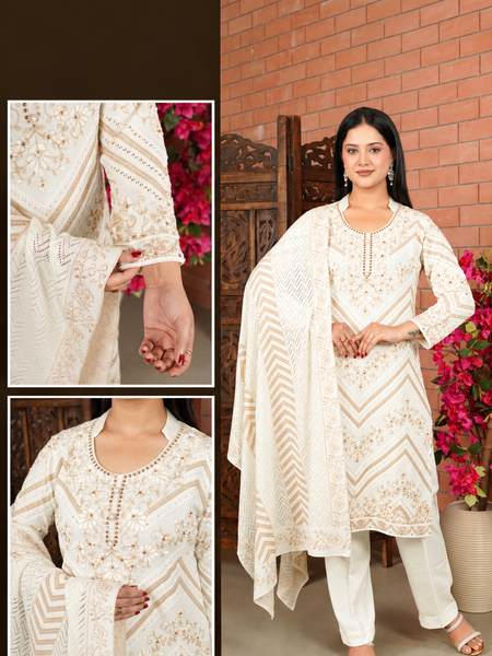 Embroidered 3-Piece Kurta Pant & Dupatta Set
