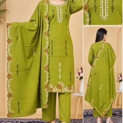Floral Embroidered Kurta Pant Dupatta Set