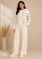 Mulson Ivory Striped 3-Piece Knitted Co-ord Set with Zip Jacket