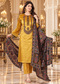Mustard Gold Embroidered Kurta Pant Set with Floral Printed Dupatta