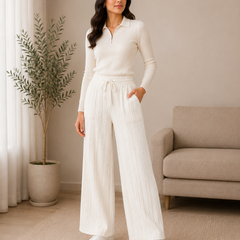 Women’s Cable Knit Wide-Leg Winter Lower | Premium Knitted Warm Pants