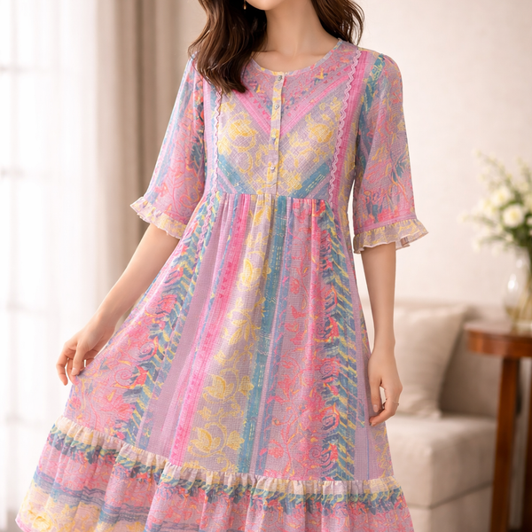 Pastel Bloom Flare Dress