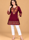 Multicolour Floral Embroidered Short Kurti for Women