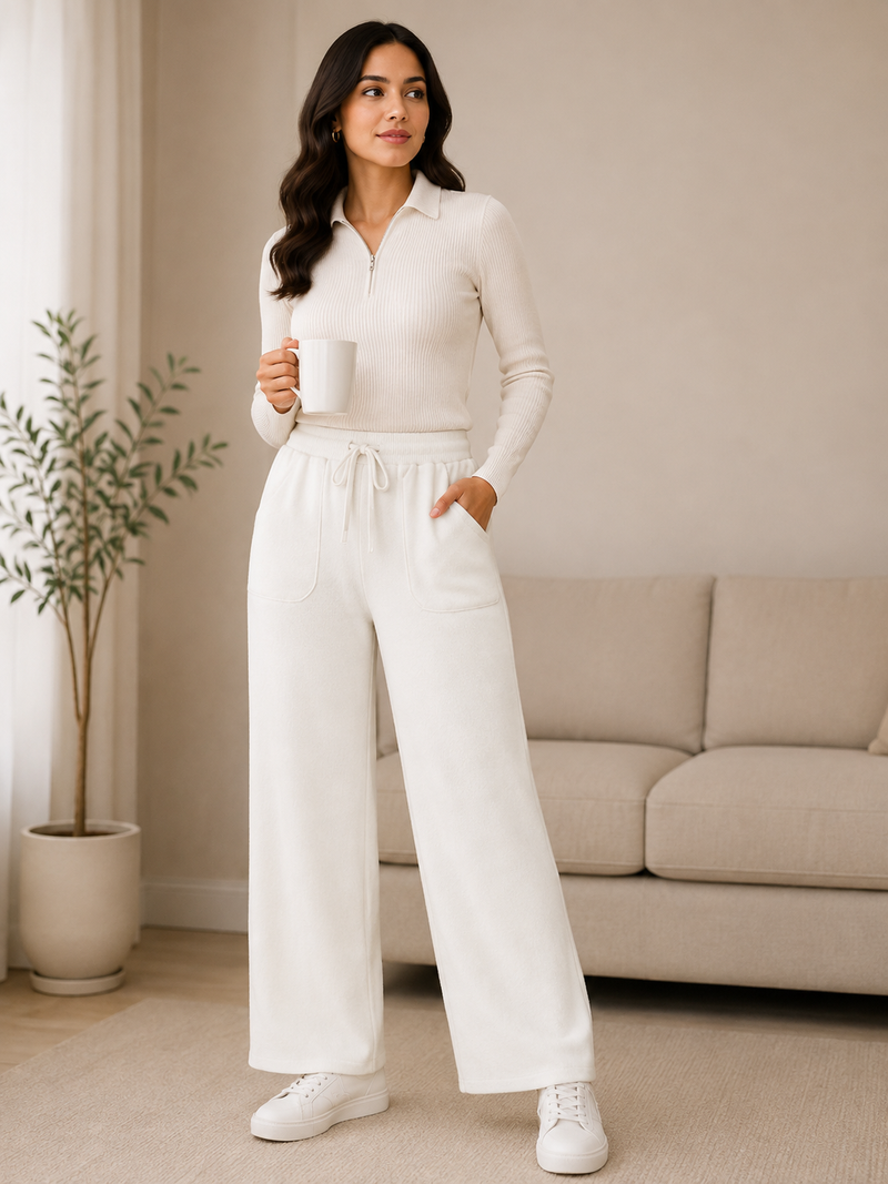 Women’s Premium Knitted Winter Wide-Leg Lowers with Pockets