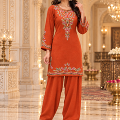 Kashmiri Embroidered Kurta Farshi Salwar Set