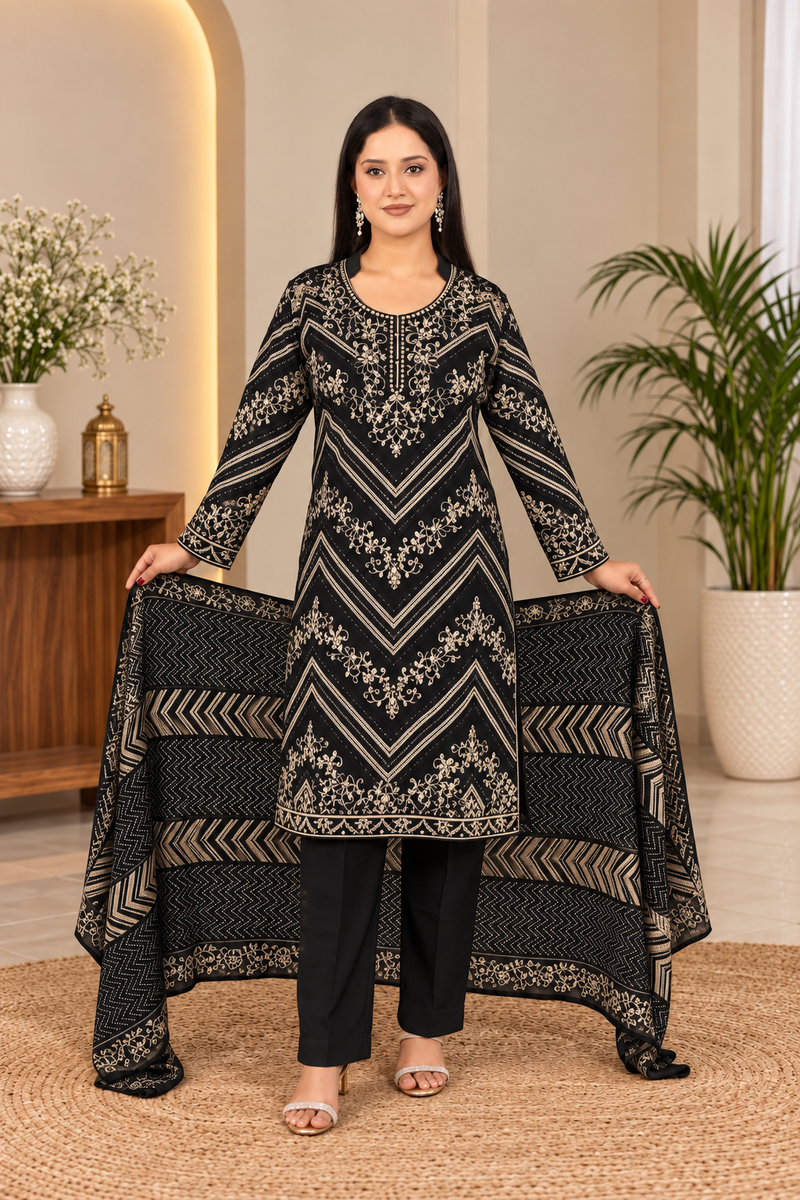 Embroidered 3-Piece Kurta Pant & Dupatta Set