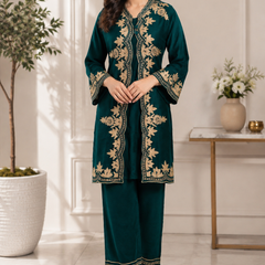 Kashmira Noor Embroidered Winter Co-ord Set – Mocha Brown