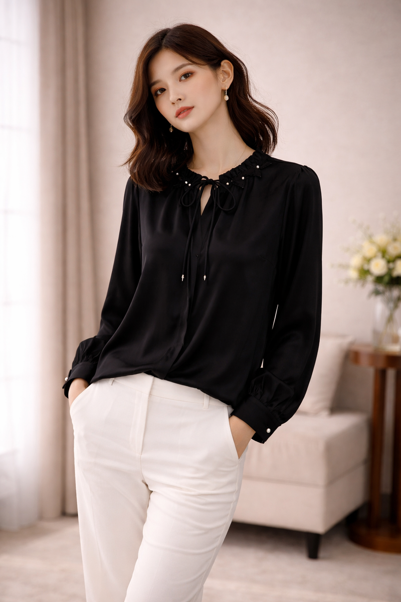 Pearl Tie-Neck Top