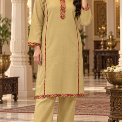 Kashmiri Border Work Winter Kurta Pant Set