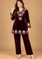 Royal Plum Velvet Mirror Embroidered Co-ord Set