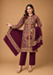 Premium Kashmiri Embroidered Kurta Pant & Shawl 3-Piece Set