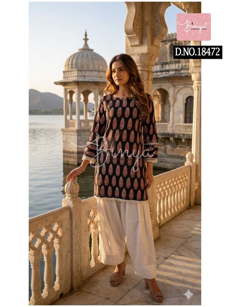 Dusty Pink Embroidered Kurta with Cream Palazzo Set for Women | Elegant Ethnic Wear