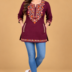 Women’s Multicolour Floral Embroidered Straight Kurta