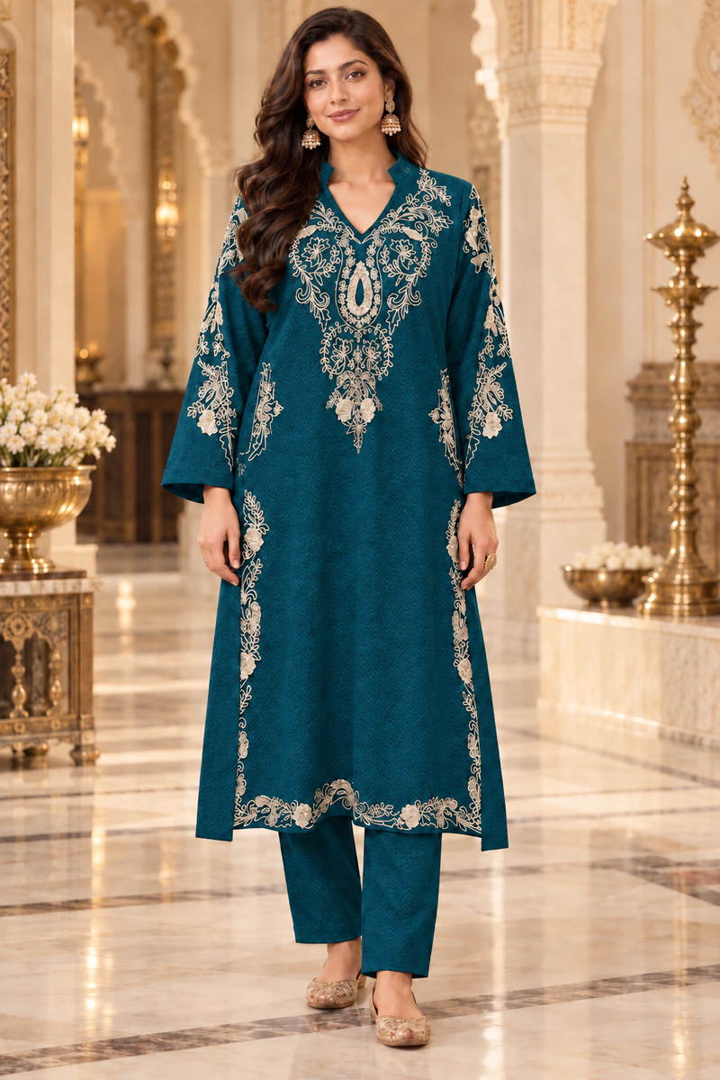 Kashmiri Embroidered Kurta Pant Set