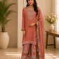 Women’s Charcoal Grey Embroidered Kurta with Printed Sharara & Dupatta | Designer Festive Ethnic Suit Set
