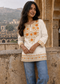Ivory Floral Embroidered Short Kurti for Women