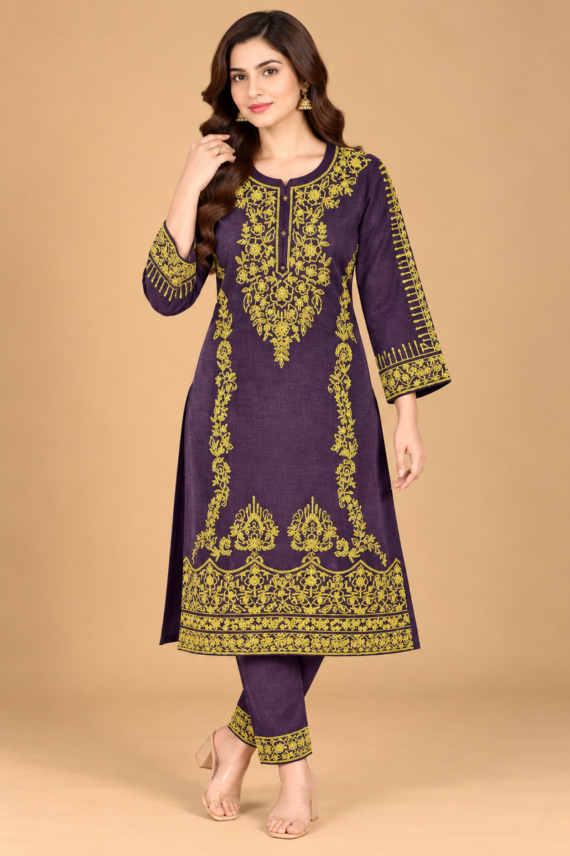 Cotrise Embroidered Winter Kurta Pant Set