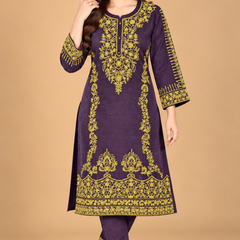 Cotrise Embroidered Winter Kurta Pant Set