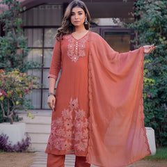 Premium Mul Chanderi Appliqué & Mirror Work Kurta Set with Dupatta