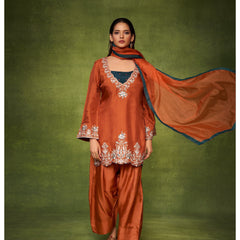 Women’s Embroidered Kurta Palazzo Set with Dupatta