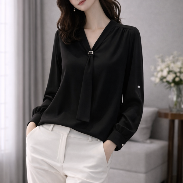 Mulson Elegant Tie-Neck Blouse