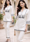 Elegant White and black Cotton Kurta Set with Black Embroidery – Semi-Formal Ethnic Wear for Women