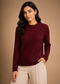 Women’s Chocolate Brown Ribbed Knit Round Neck Sweater