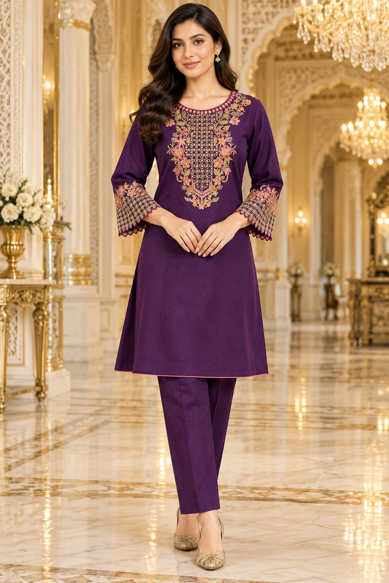Elegant Floral Embroidered Kurta Pant Set for Women