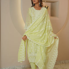 Blush Pink Chikankari Embroidered Cotton Suit Set with Dupatta for Women | Elegant Ethnic Wear