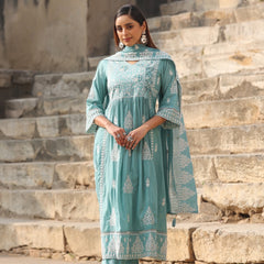 Elegant Cotton Kurta Set with Handcrafted Embroidery